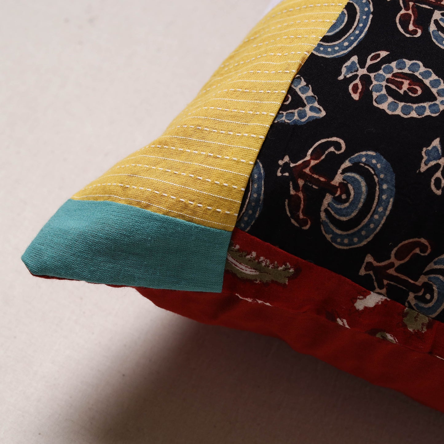 Handcrafted Patchwork Cushion Cover (16 x 16 in) 02
