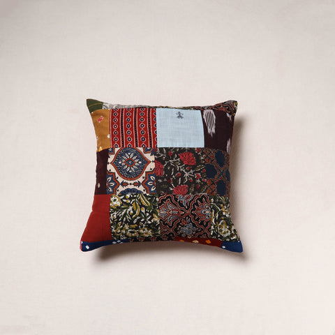 Multicolor - Handcrafted Patchwork Cushion Cover (16 x 16 in) 01
