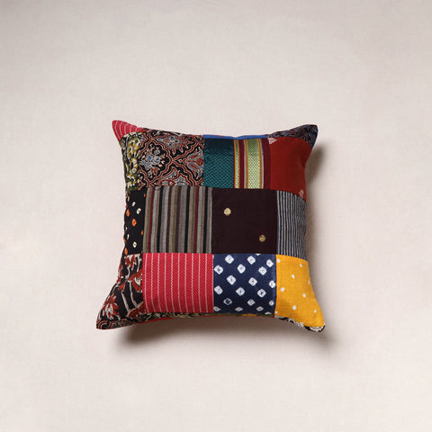 Multicolor - Handcrafted Patchwork Cushion Cover (16 x 16 in) 03