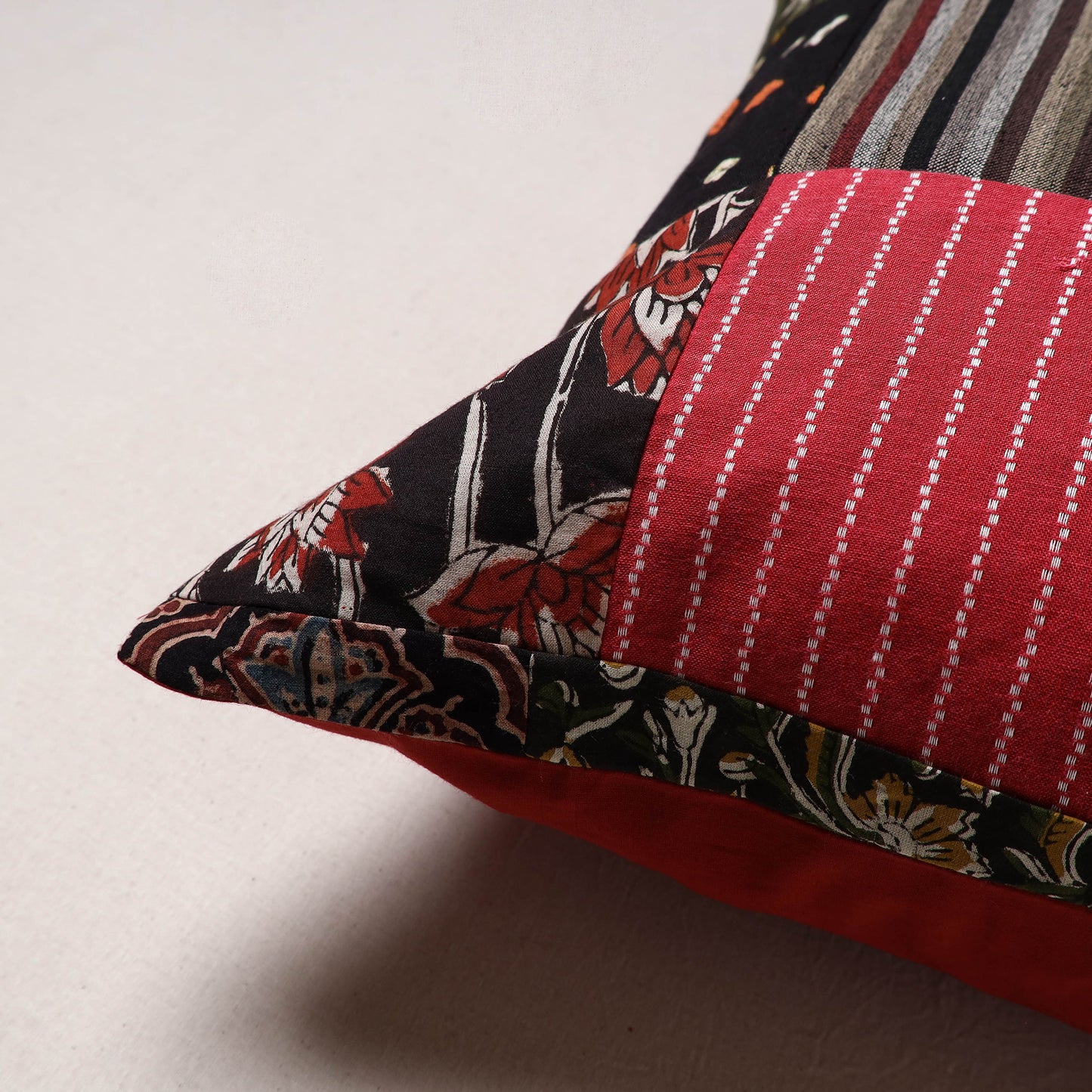 Handcrafted Patchwork Cushion Cover (16 x 16 in) 03