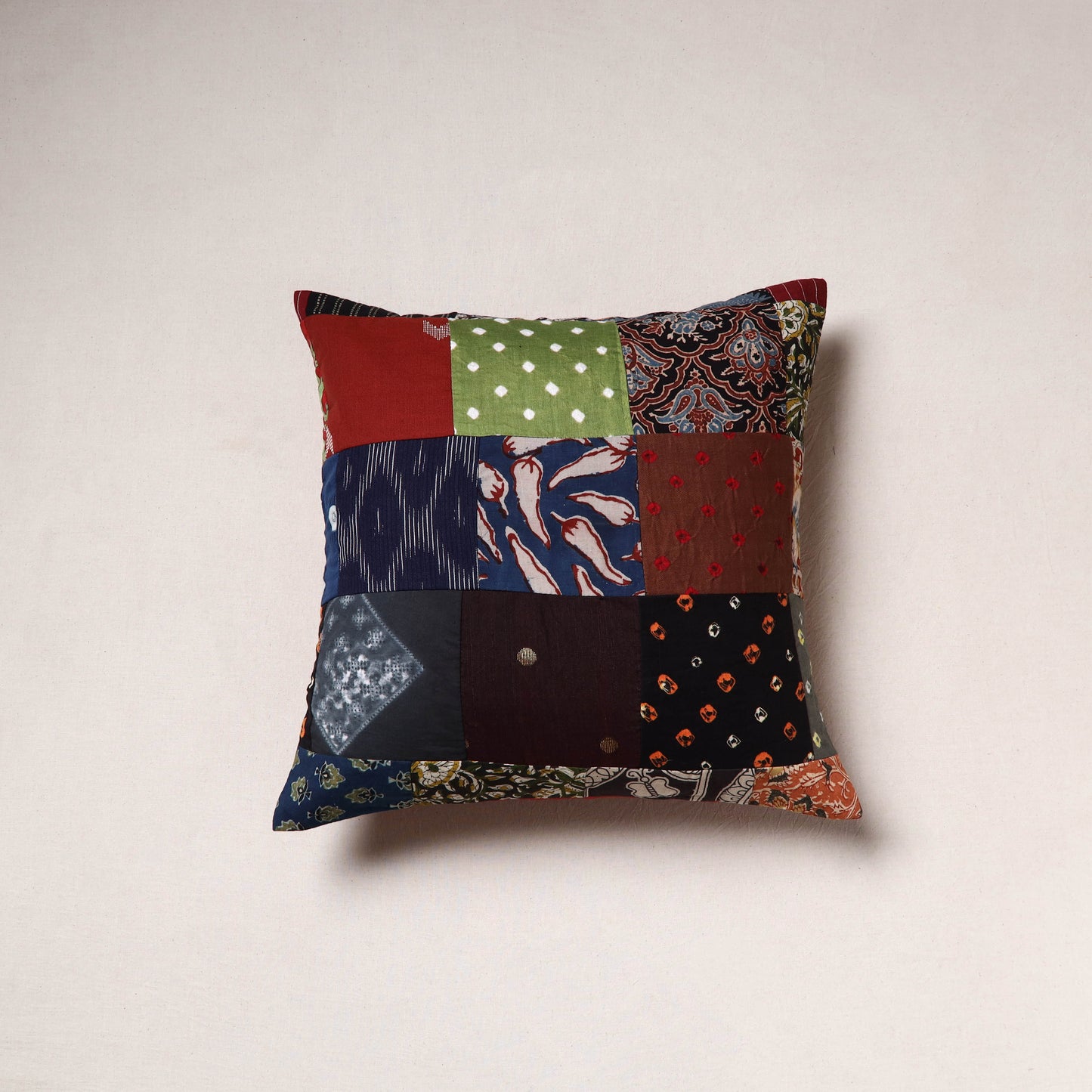 Handcrafted Patchwork Cushion Cover (16 x 16 in) 05
