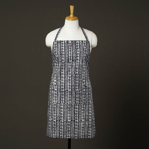 Blue - hand batik cotton apron with pocket 64 - handcrafted