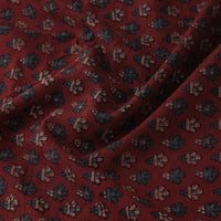 Red - Marron with Tinny Buti Block Print Cotton Ajrakh Fabric