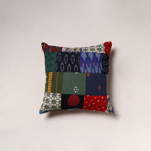 Multicolor - Handcrafted Patchwork Cushion Cover (16 x 16 in) 10