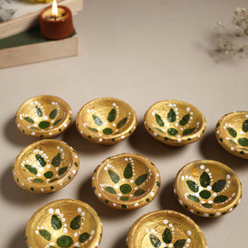 Decorative handpainted clay diya (set of 10) 05