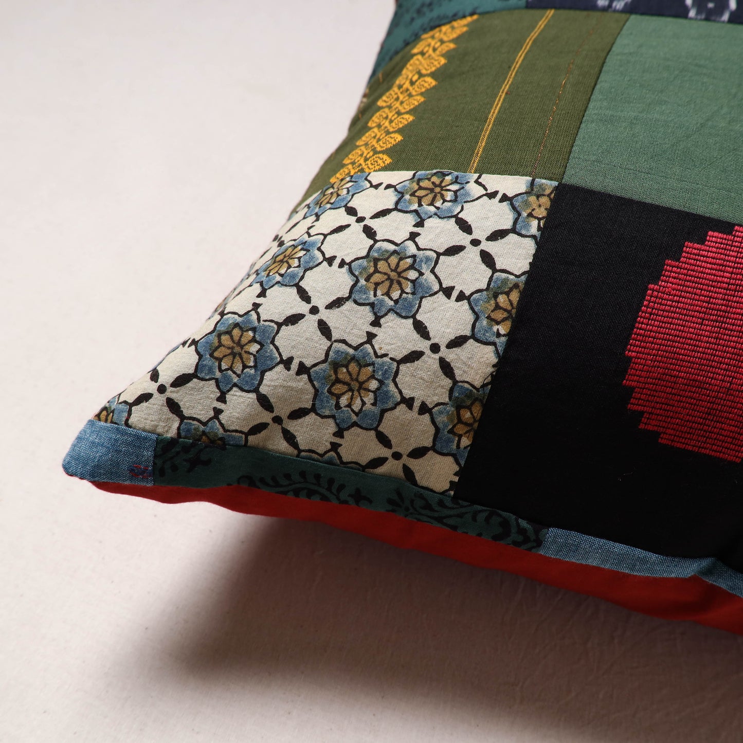 Handcrafted Patchwork Cushion Cover (16 x 16 in) 10