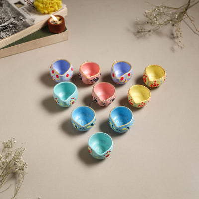 Decorative handpainted clay diya (set of 10) 26