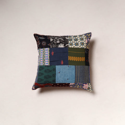 Multicolor - Handcrafted Patchwork Cushion Cover (16 x 16 in) 11