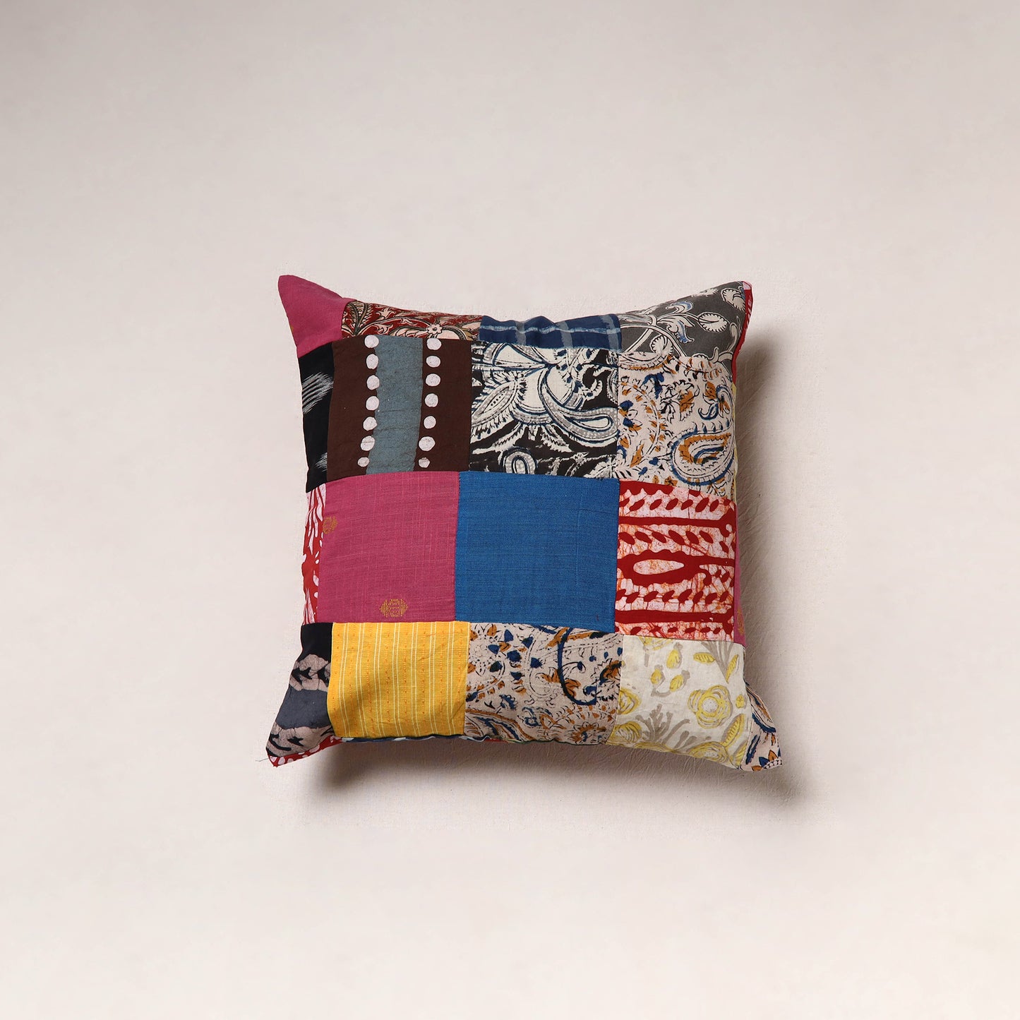 Handcrafted Patchwork Cushion Cover (16 x 16 in) 12