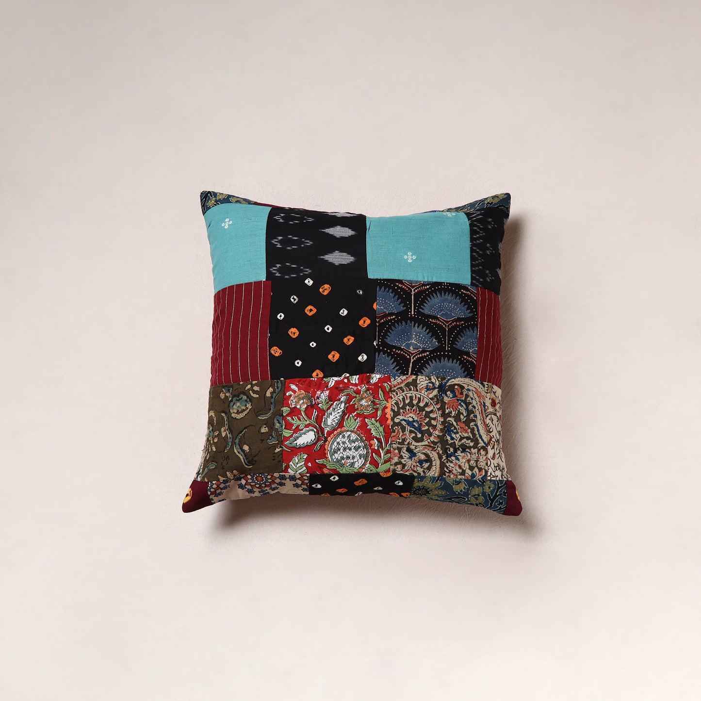 Handcrafted Patchwork Cushion Cover (16 x 16 in) 13
