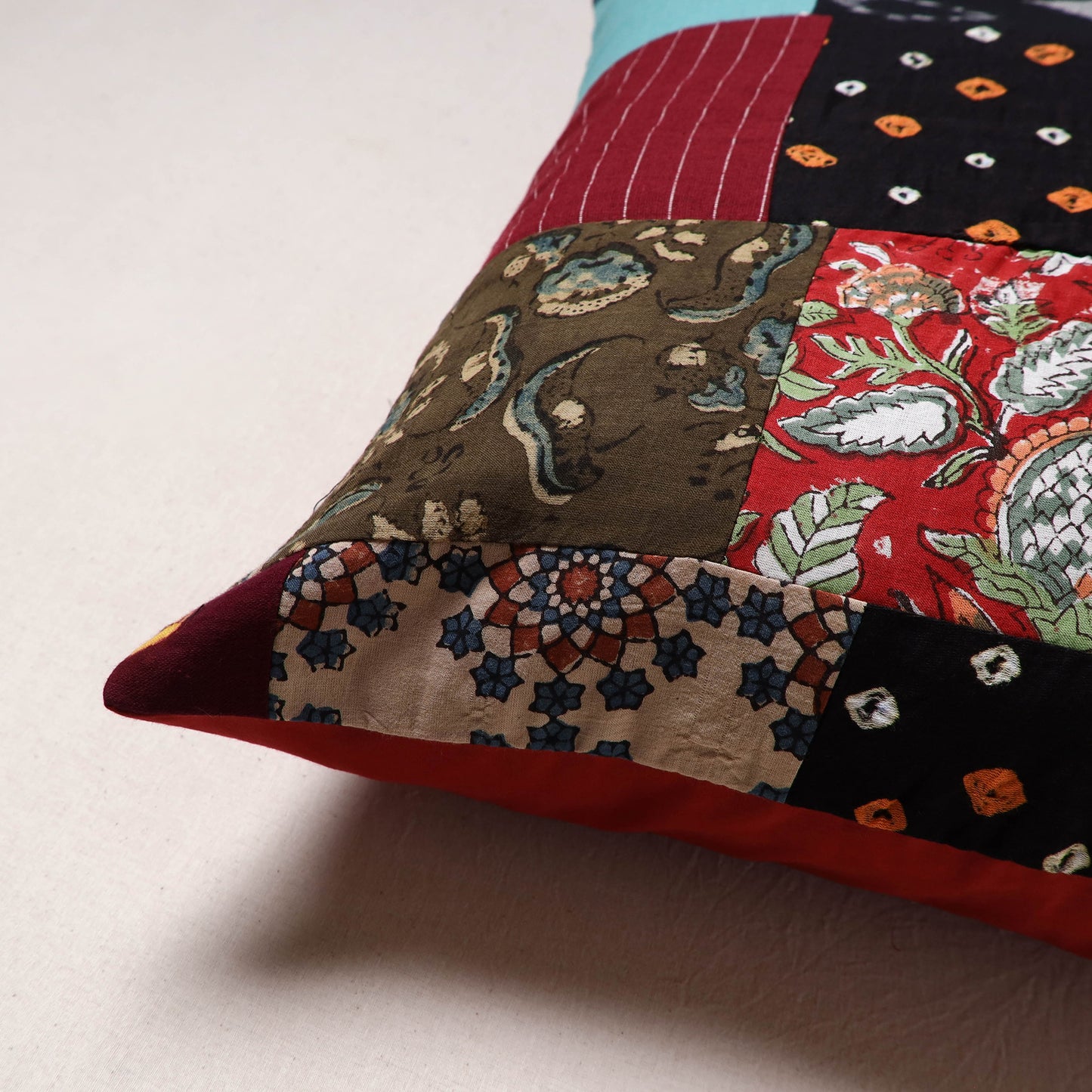 Handcrafted Patchwork Cushion Cover (16 x 16 in) 13