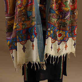 Pen Work Chanderi Silk Handpainted Kalamkari Dupatta
