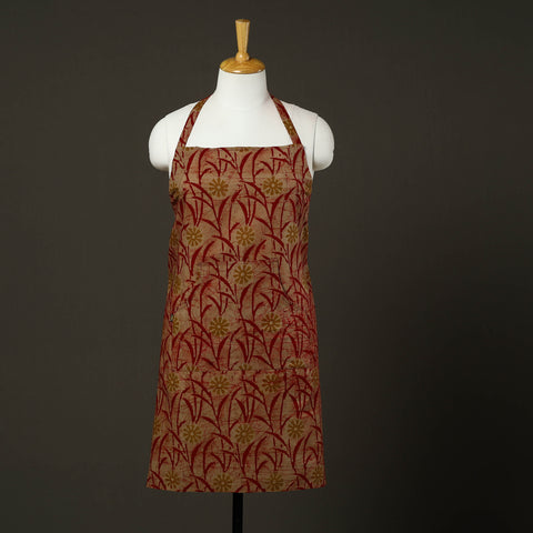 Red Hand Batik Print Cotton Apron with Pocket