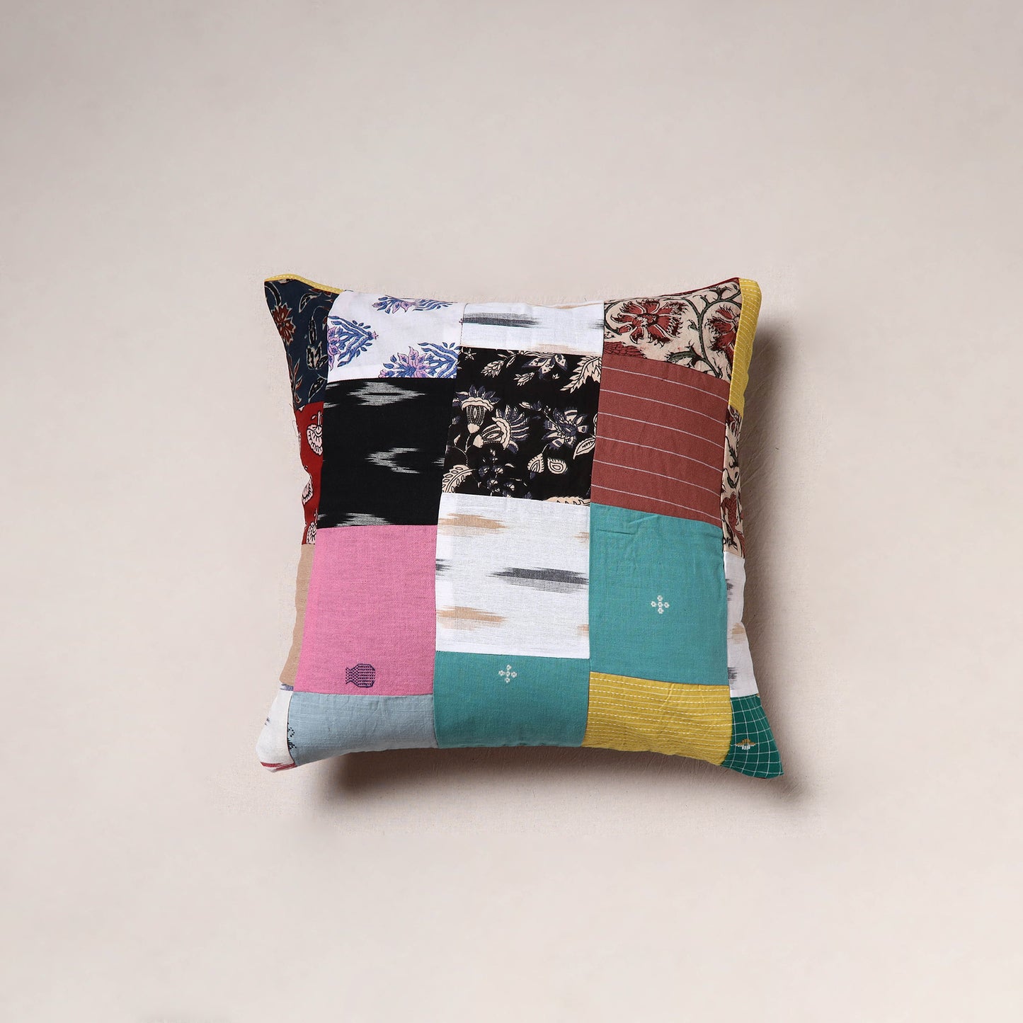 Handcrafted Patchwork Cushion Cover (16 x 16 in) 15