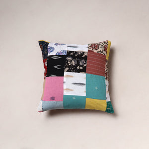 Multicolor - Handcrafted Patchwork Cushion Cover (16 x 16 in) 15