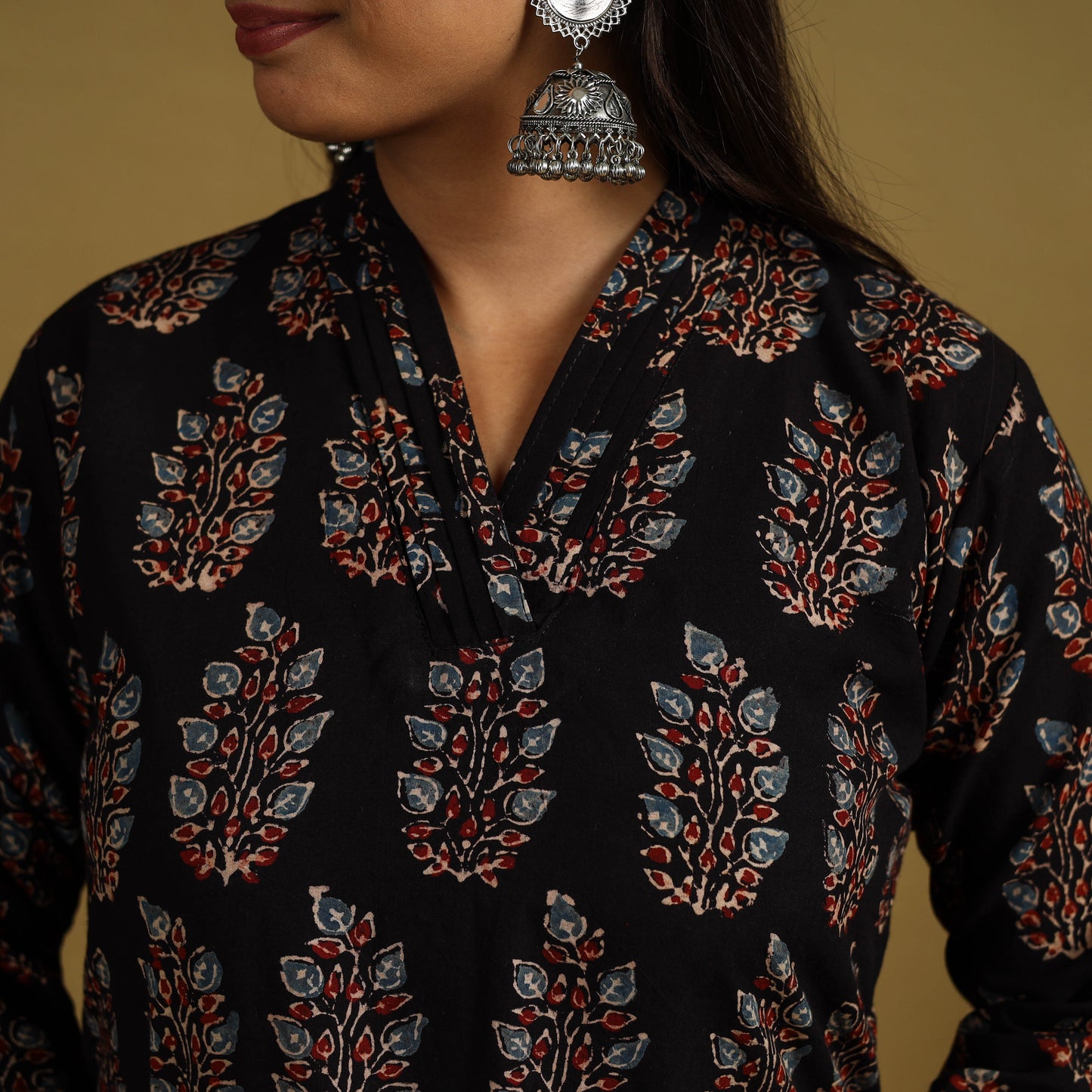Buy Block Print Cotton Ajrakh Kurta Set with Dupatta 