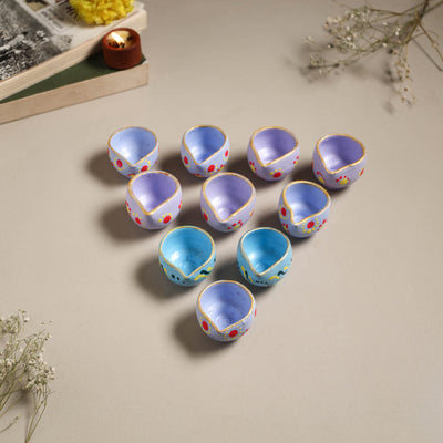 Decorative handpainted clay diya (set of 10) 30