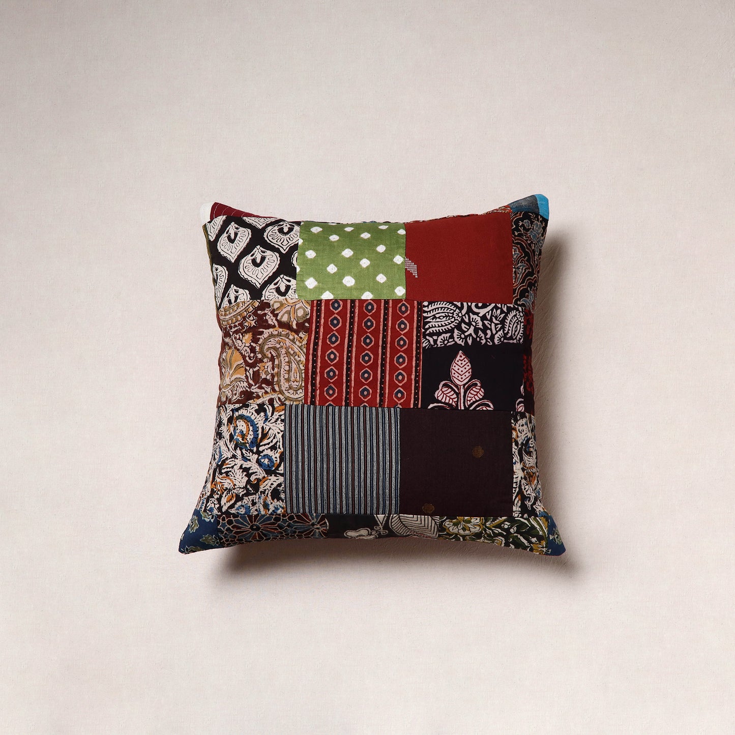 Handcrafted Patchwork Cushion Cover (16 x 16 in) 17