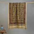Yellow - Handloom Cotton Natural Dyed Block Print Pedana Kalamkari Towel 01