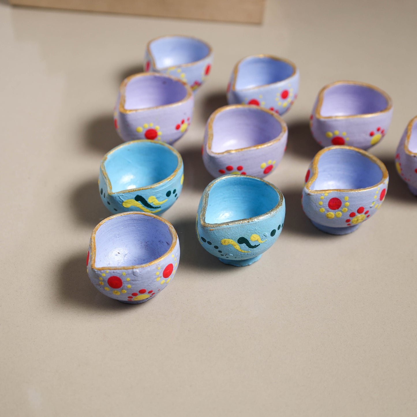 Decorative handpainted clay diya (set of 10) 30