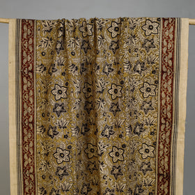 Yellow - Handloom Cotton Natural Dyed Block Print Pedana Kalamkari Towel 01