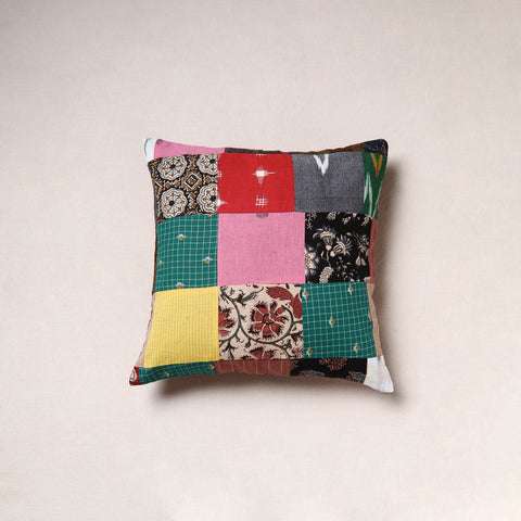 Handcrafted Patchwork Cushion Cover (16 x 16 in) 19