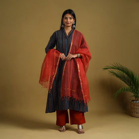 Buy Block Print Cotton Ajrakh Kurta Set with Dupatta 
