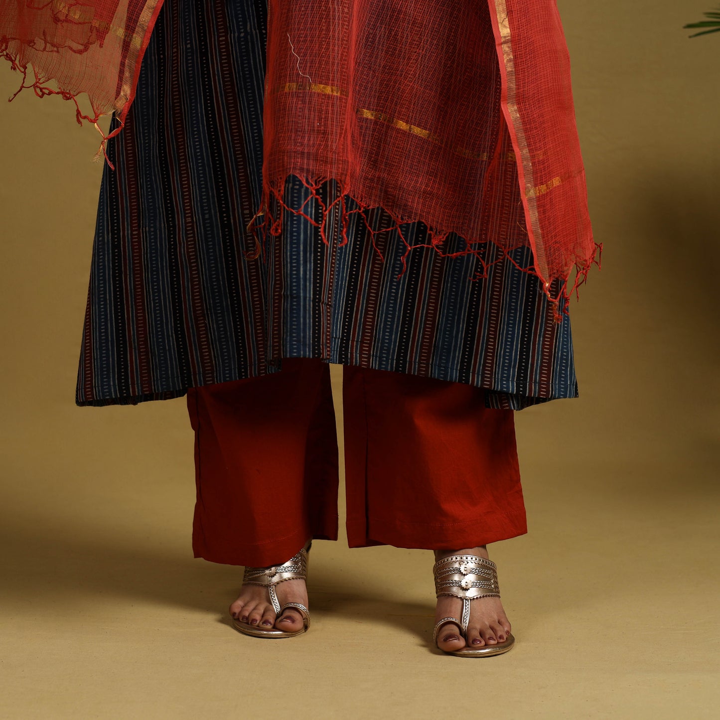 Buy Block Print Cotton Ajrakh Kurta Set with Dupatta 