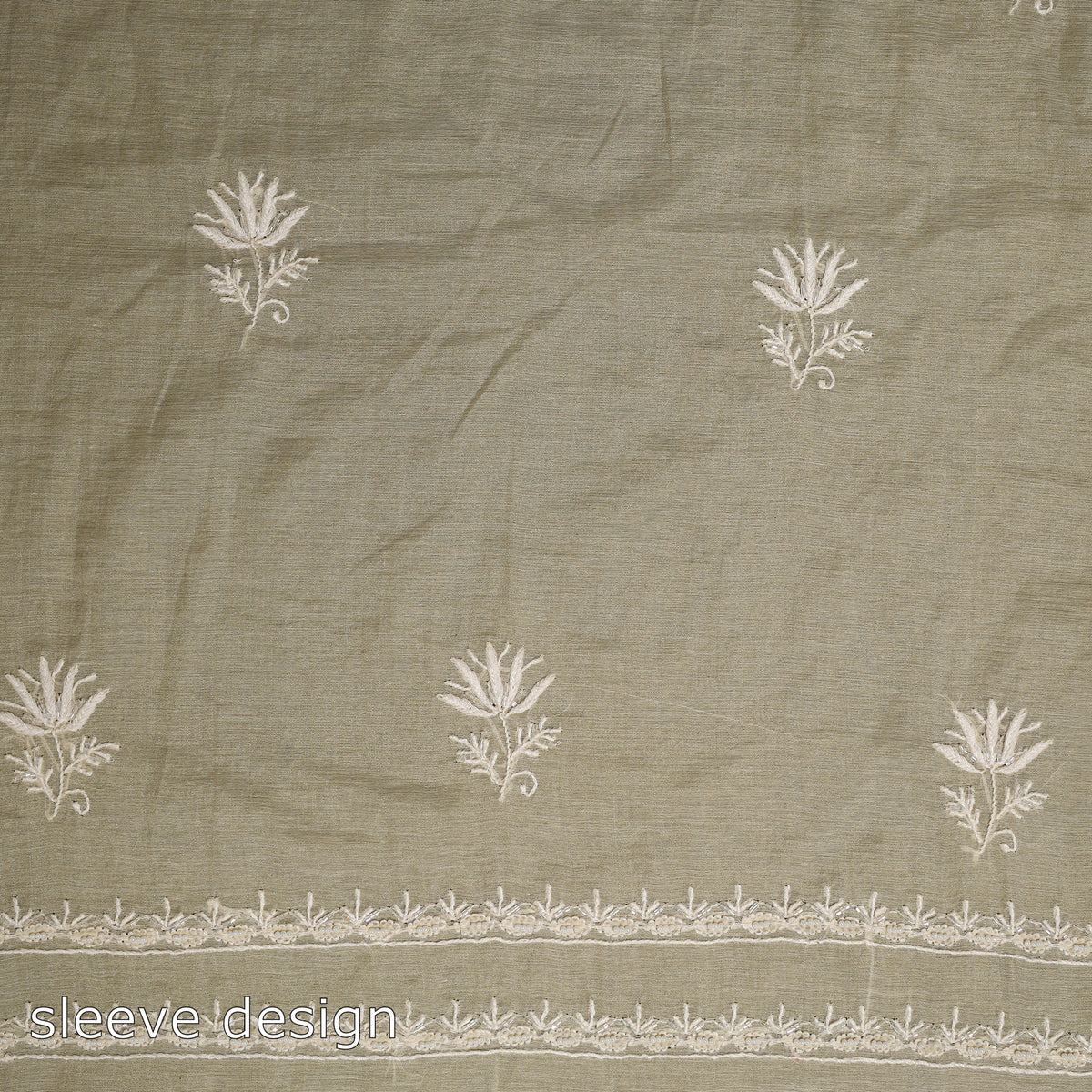 Buy 3pc Beige Mul Chanderi Heavy Chikankari Dress Material