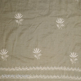 Buy 3pc Beige Mul Chanderi Heavy Chikankari Dress Material