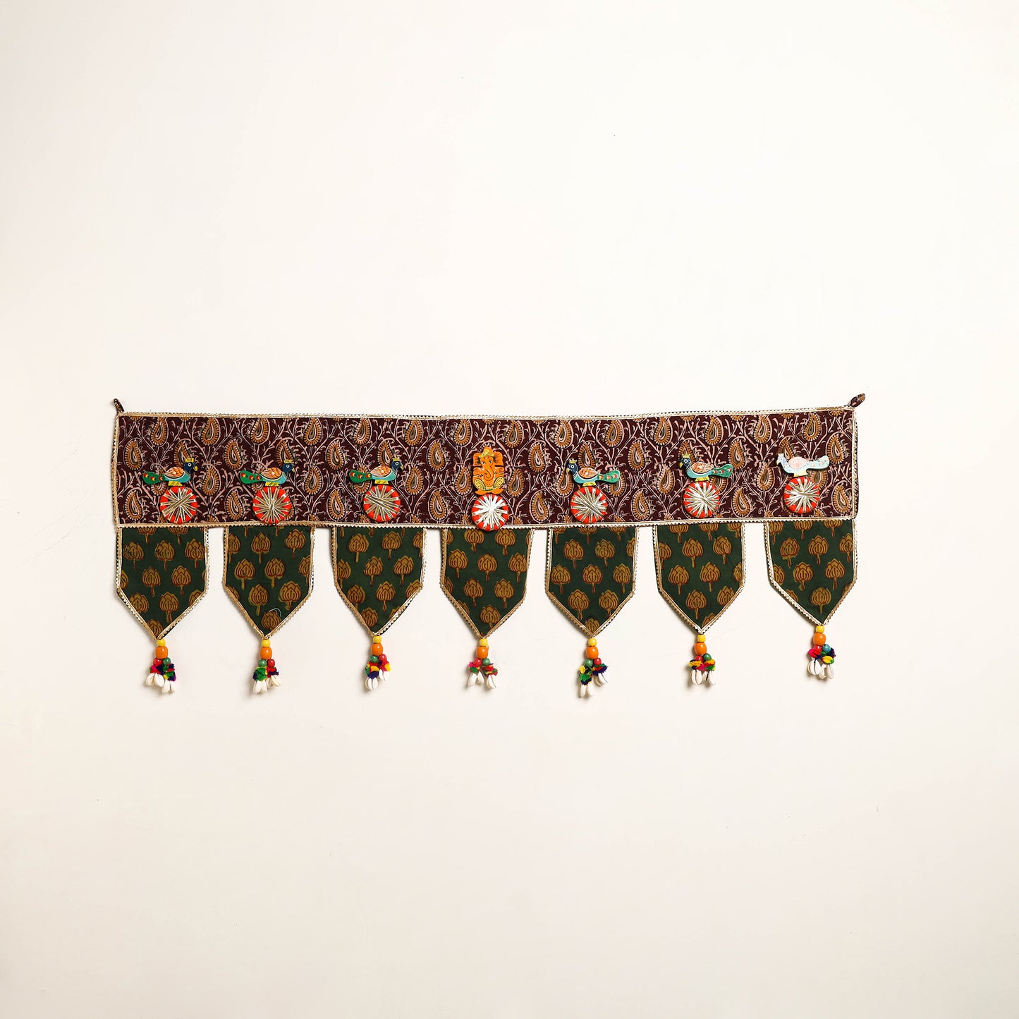 Handmade Shell Work Fabric Toran for Home Decor