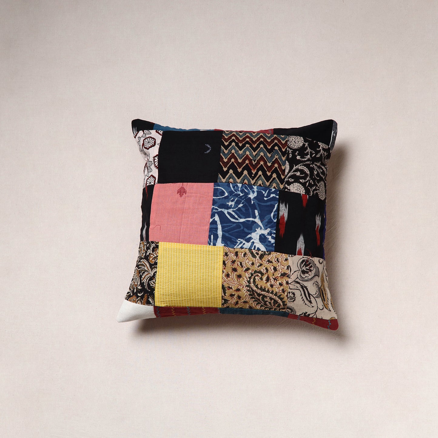 Handcrafted Patchwork Cushion Cover (16 x 16 in) 22