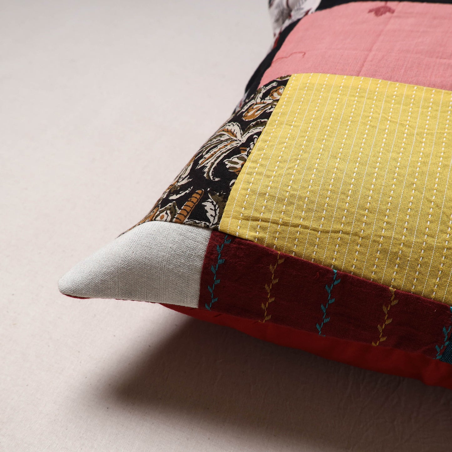 Handcrafted Patchwork Cushion Cover (16 x 16 in) 22