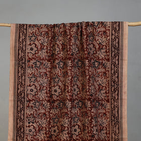 Brown - Handloom Cotton Natural Dyed Block Print Pedana Kalamkari Towel 03