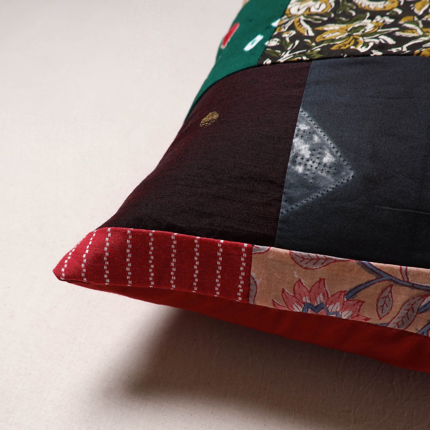 Handcrafted Patchwork Cushion Cover (16 x 16 in) 23