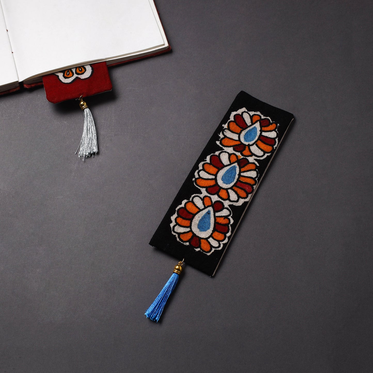 Handpainted Fabric Bookmark With Tassel 04