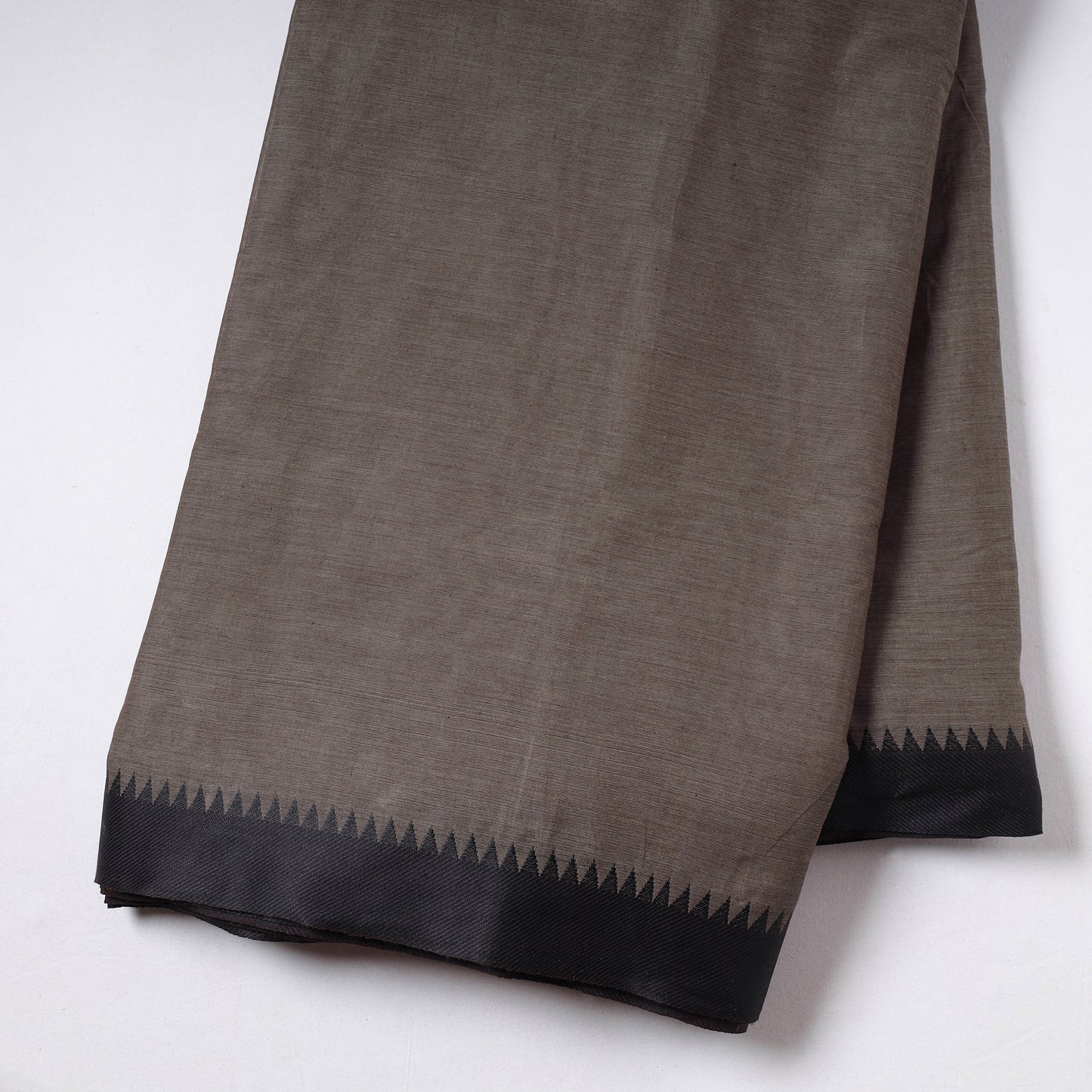Brown - Kanchipuram Cotton Fabric with Zari Border