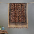 Brown - Handloom Cotton Natural Dyed Block Print Pedana Kalamkari Towel 05