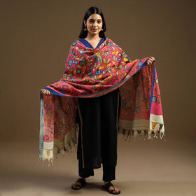 Pen Work Mangalagiri Cotton Handpainted Kalamkari Dupatta