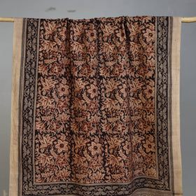 Brown - Handloom Cotton Natural Dyed Block Print Pedana Kalamkari Towel 05
