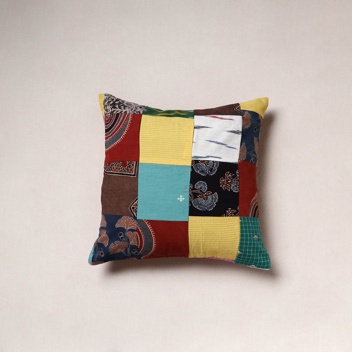 Handcrafted Patchwork Cushion Cover (16 x 16 in) 27