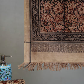 Brown - Handloom Cotton Natural Dyed Block Print Pedana Kalamkari Towel 05