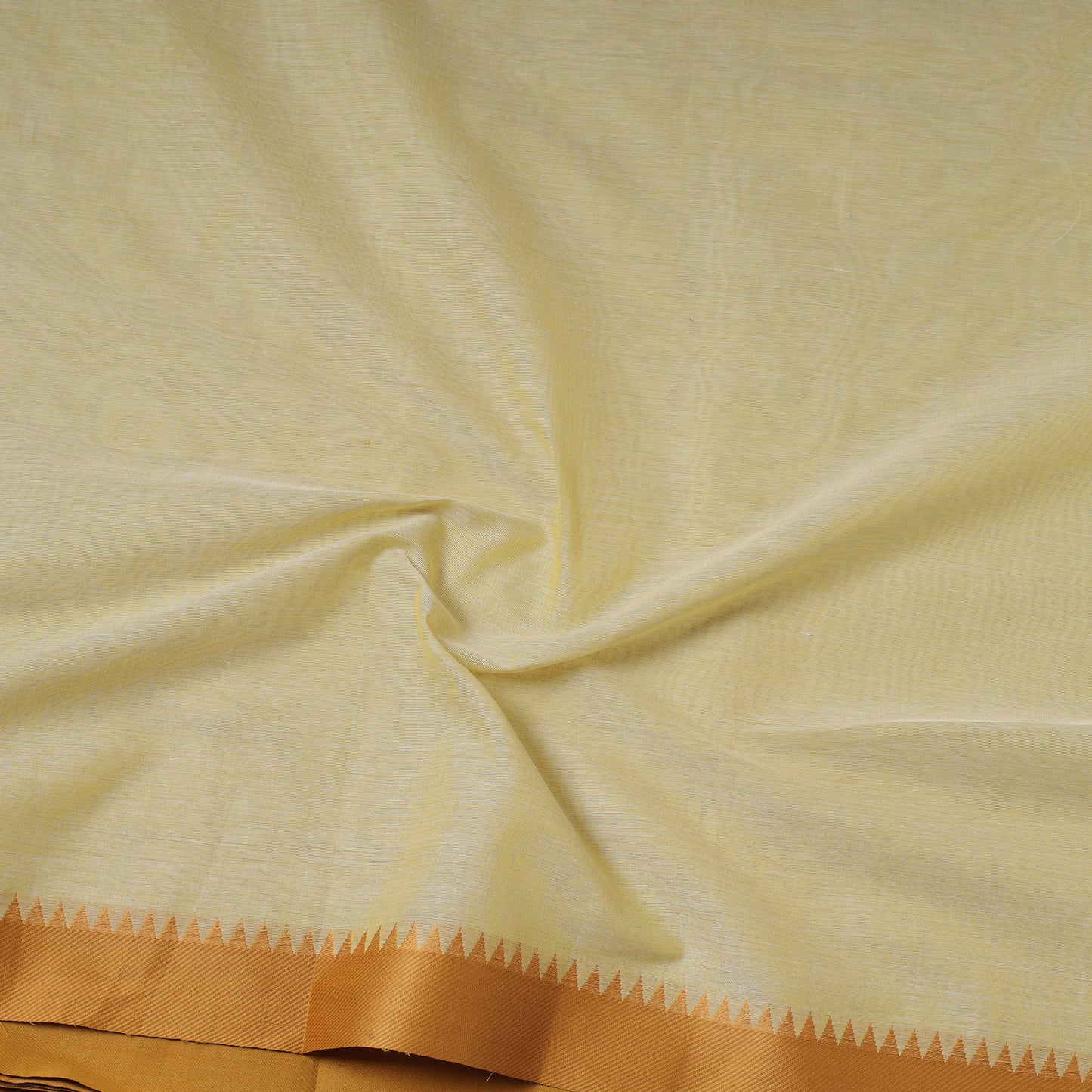 Yellow - Kanchipuram Cotton Fabric with Zari Border