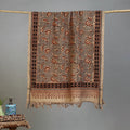Brown - Handloom Cotton Natural Dyed Block Print Pedana Kalamkari Towel 06