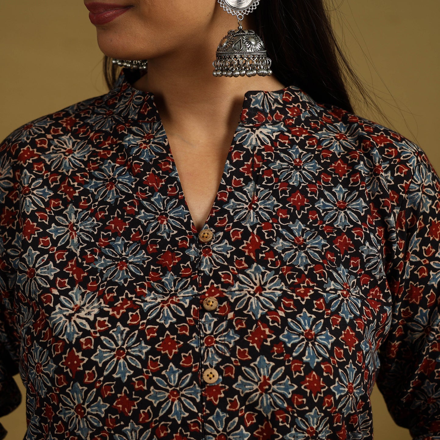 Buy Block Print Cotton Ajrakh Kurta Set with Dupatta 