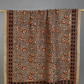 Brown - Handloom Cotton Natural Dyed Block Print Pedana Kalamkari Towel 06