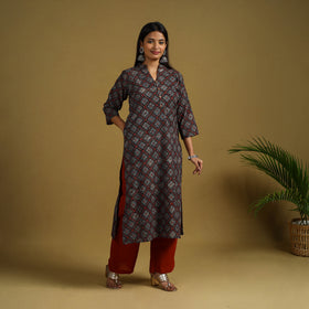 Buy Block Print Cotton Ajrakh Kurta Set with Dupatta 