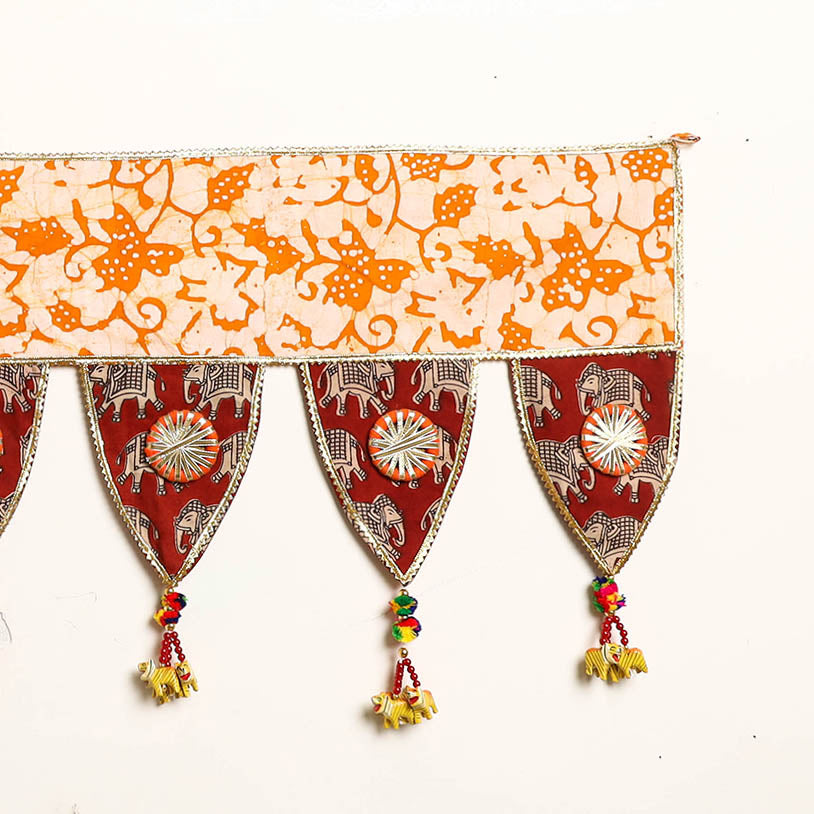 Handmade Shell Work Fabric Toran for Home Decor