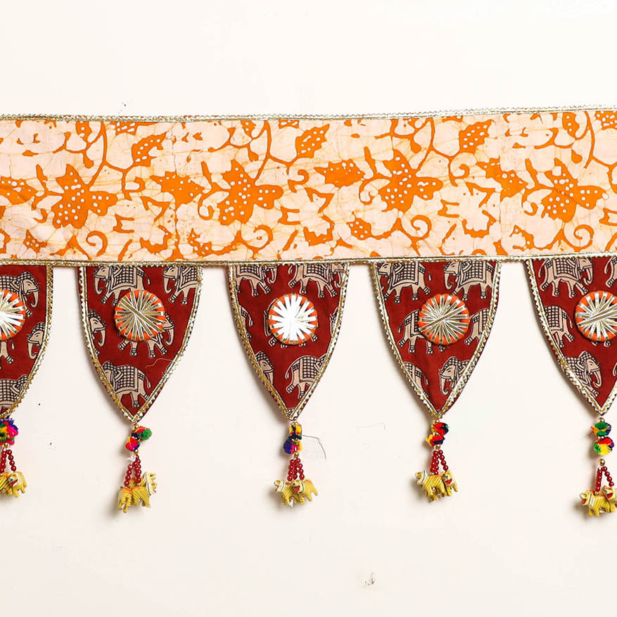 Handmade Shell Work Fabric Toran for Home Decor