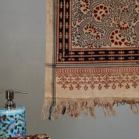 Brown - Handloom Cotton Natural Dyed Block Print Pedana Kalamkari Towel 06